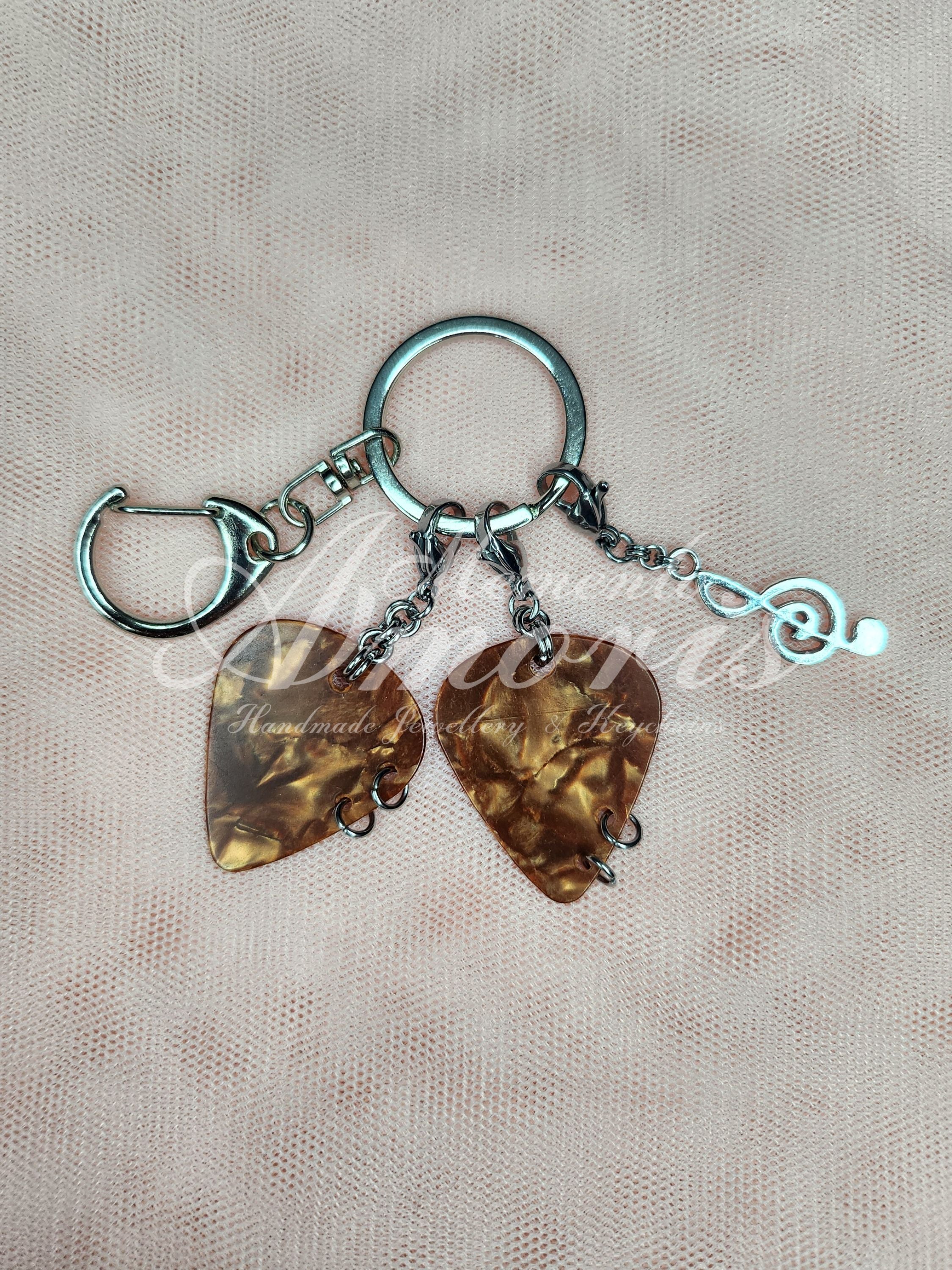 Musical Plectrum Keychain in dark brown
