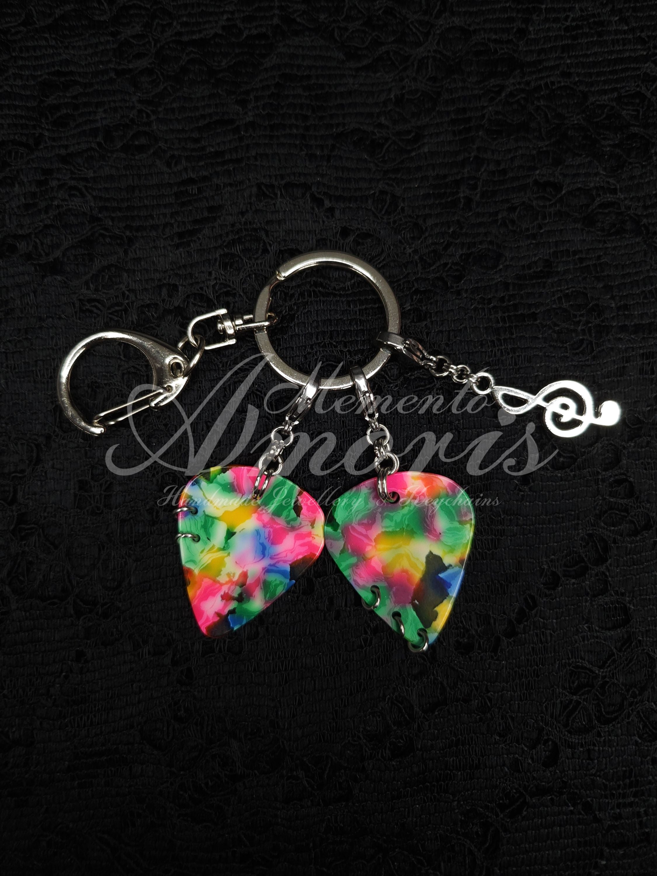 Musical Plectrum Keychain in rainbow