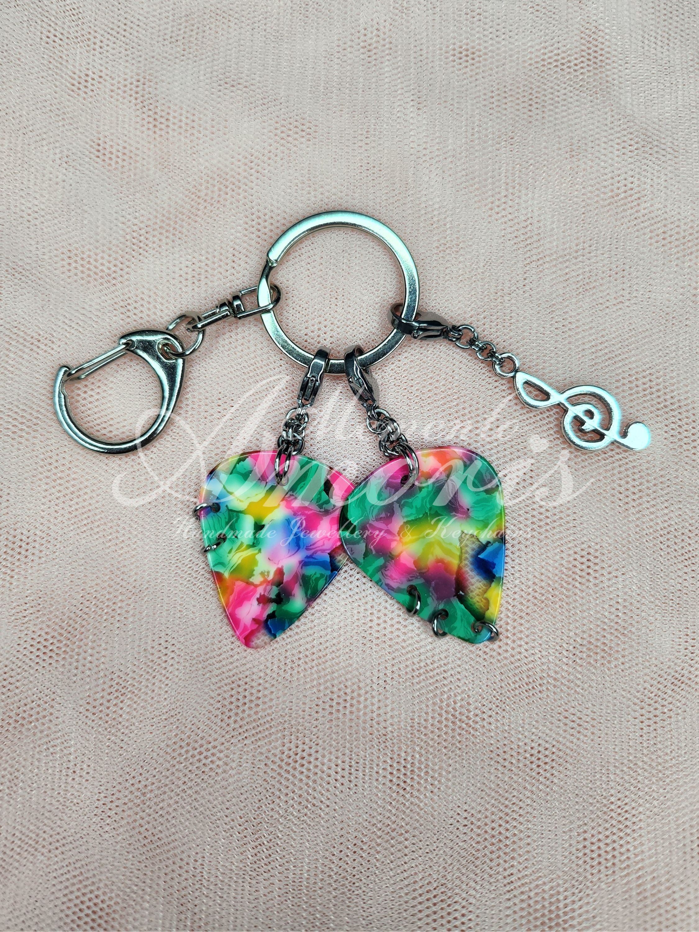Musical Plectrum Keychain in rainbow