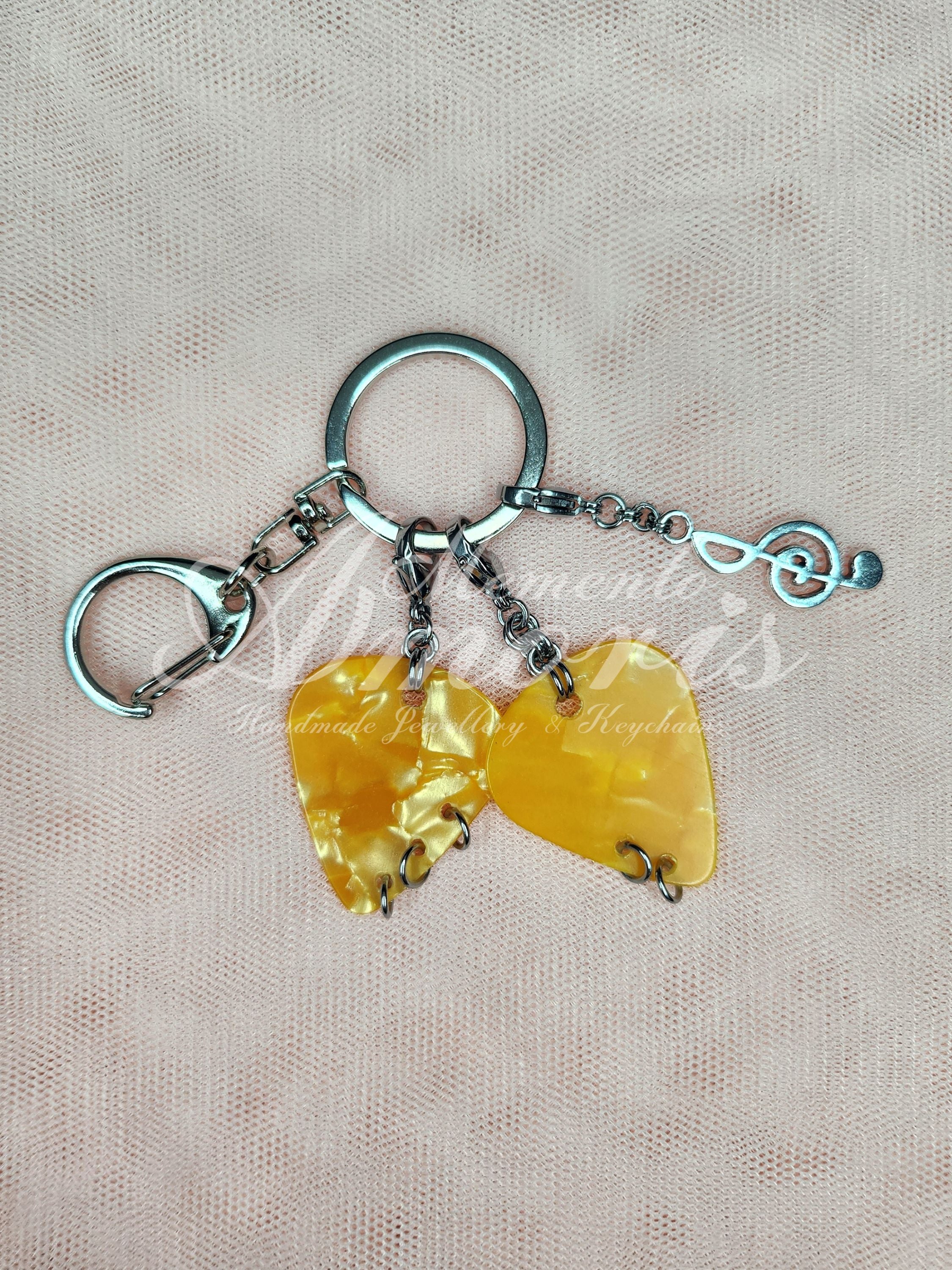 Musical Plectrum Keychain in yellow