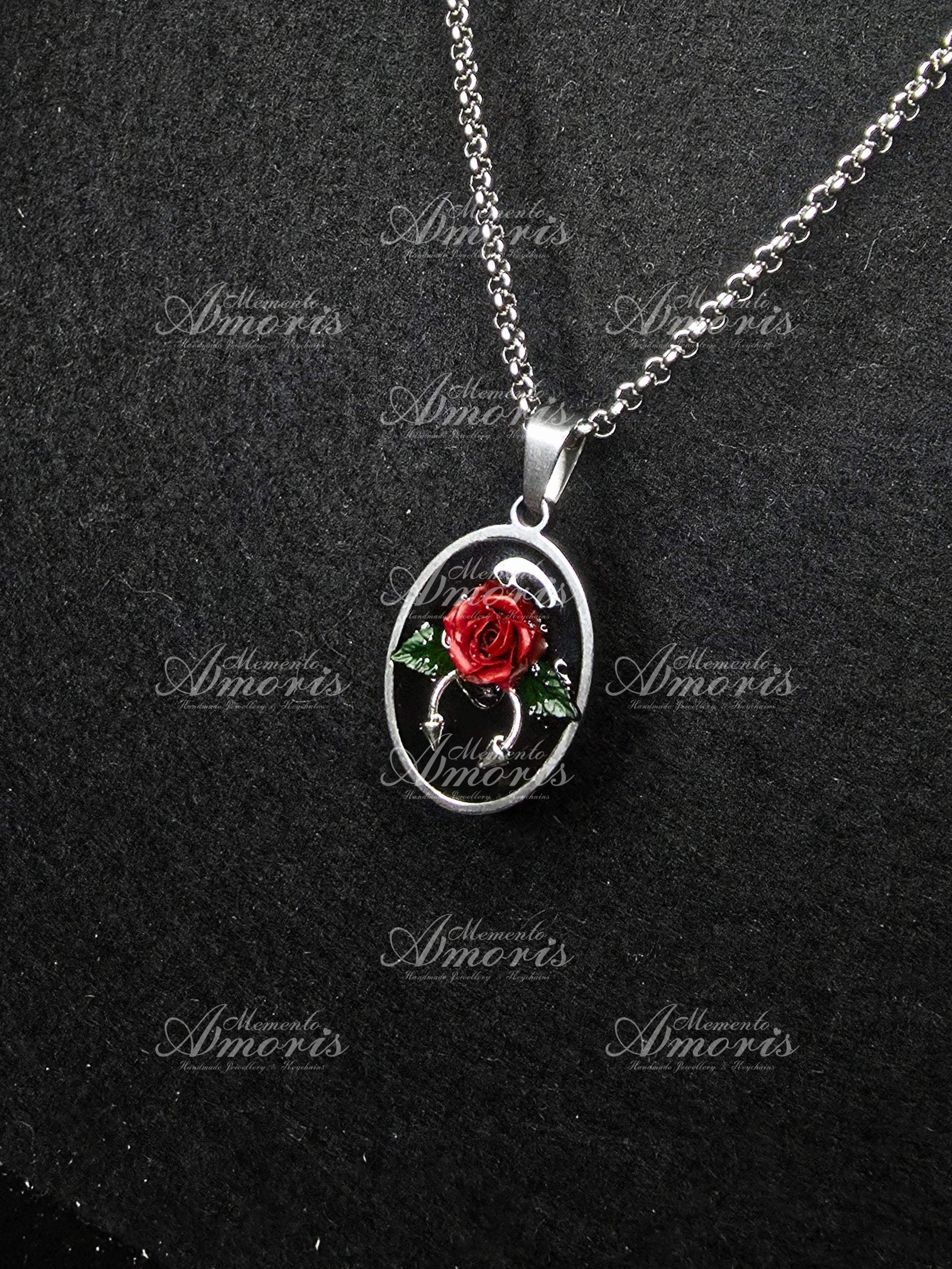 Dark Rose Charm Necklace