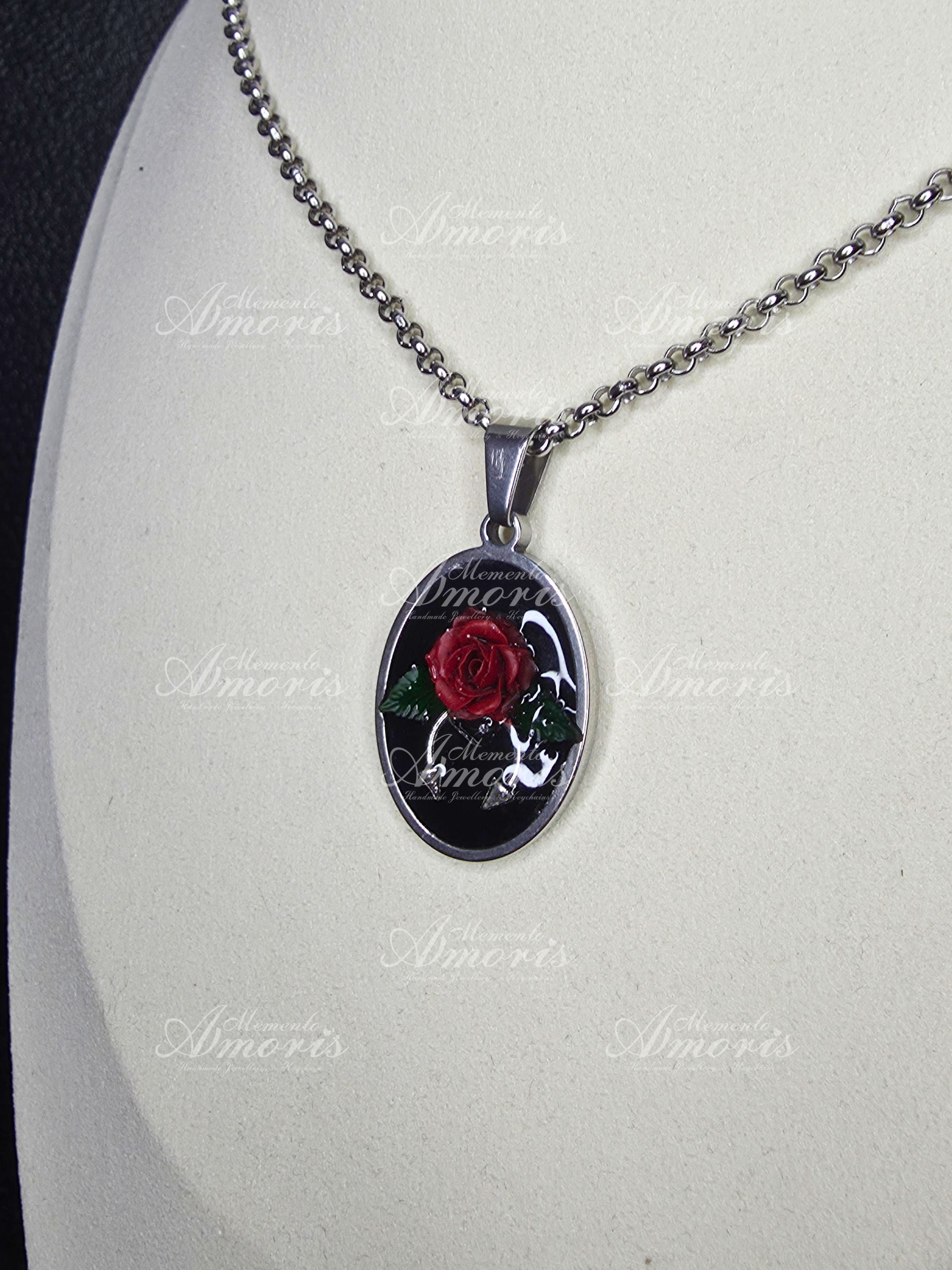 Dark Rose Charm Necklace