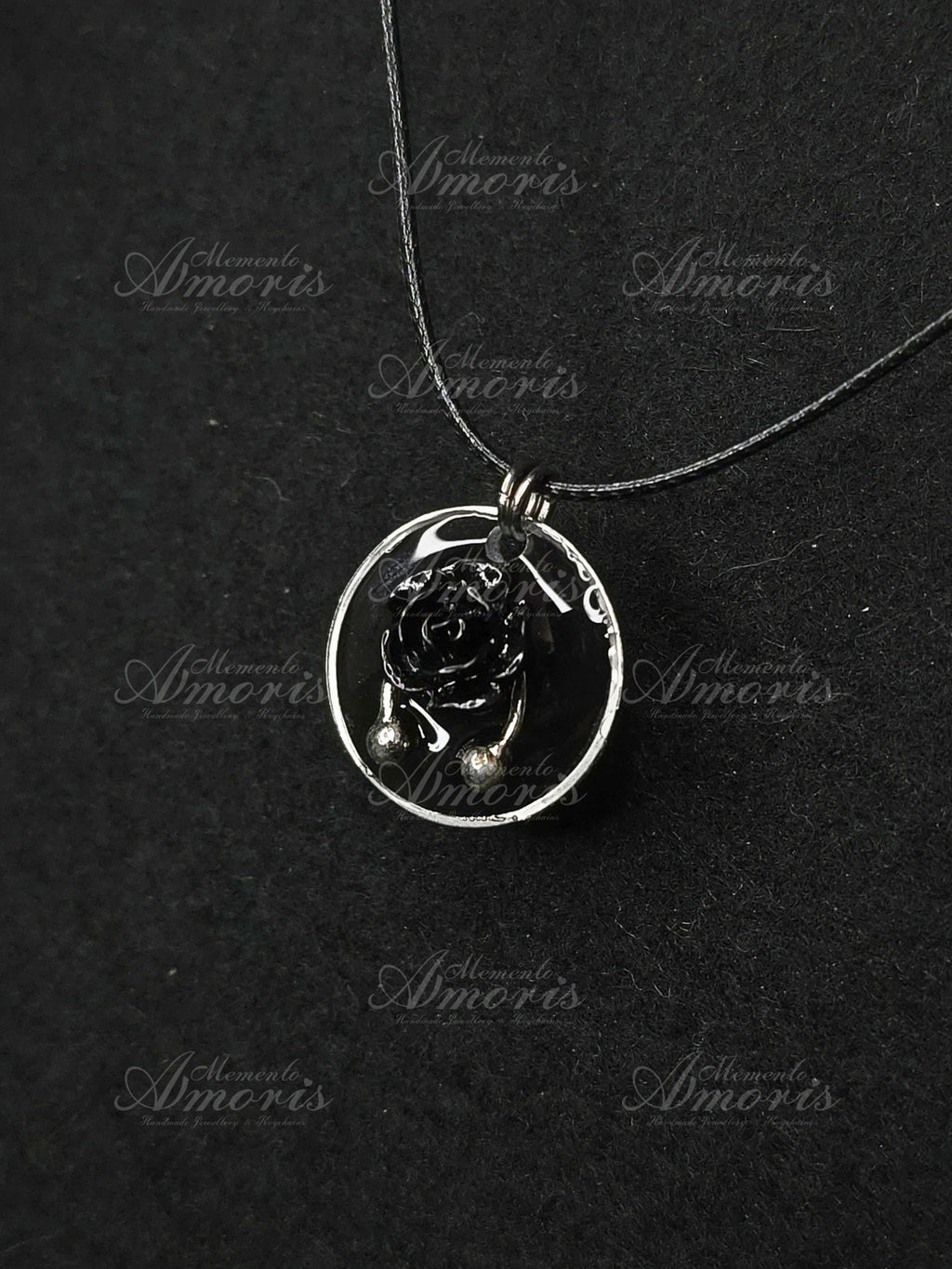 Black Rose Charm Necklace