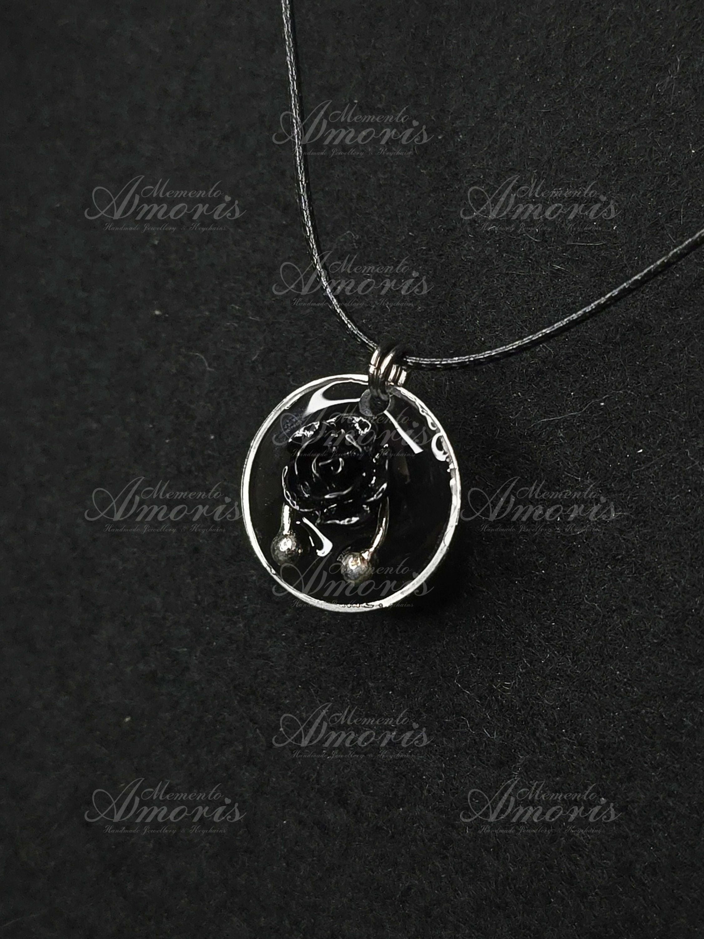 Black Rose Charm Necklace