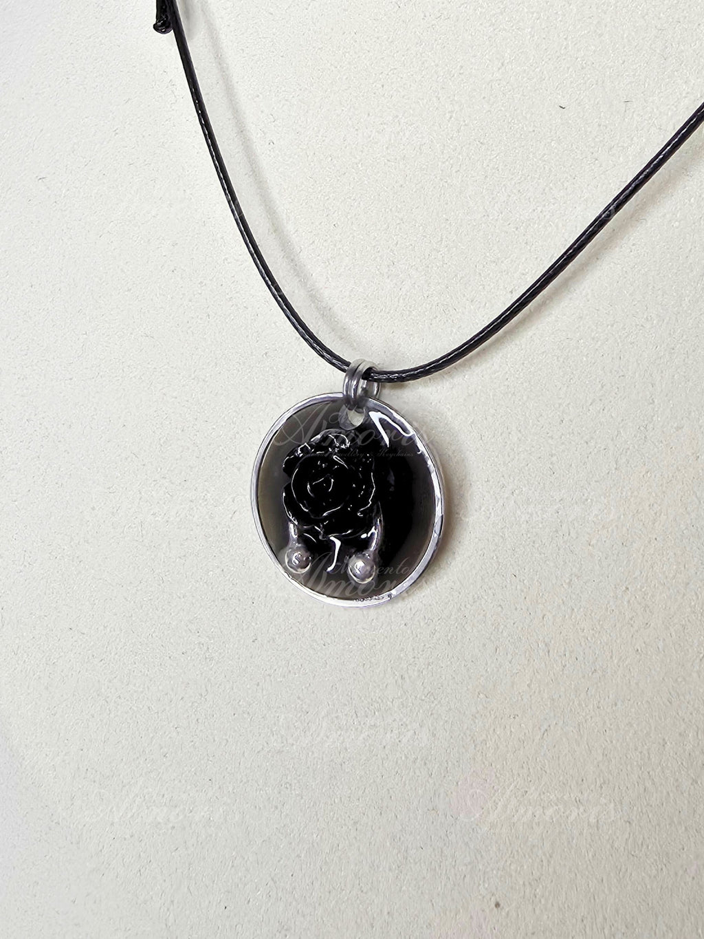 Black Rose Charm Necklace