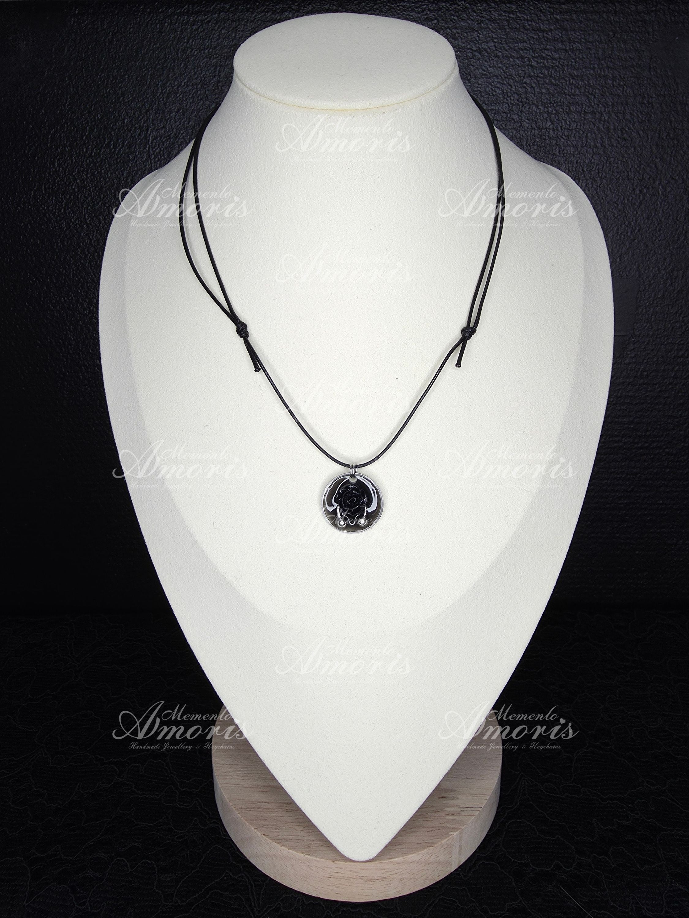 Black Rose Charm Necklace
