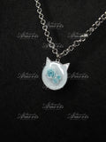 Blue Rose Kitty Charm Necklace