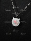 Pink Rose Kitty Charm Necklace