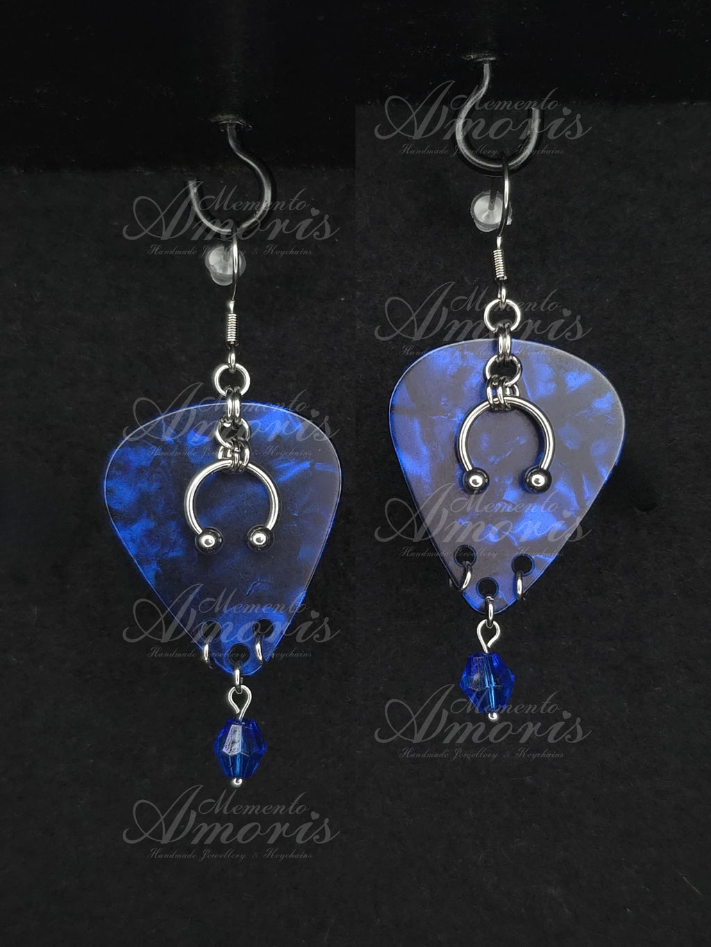 Plectrum Earrings 'Enchanted' in dark blue, silver