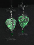 Plectrum Earrings 'Enchanted' in green, silver