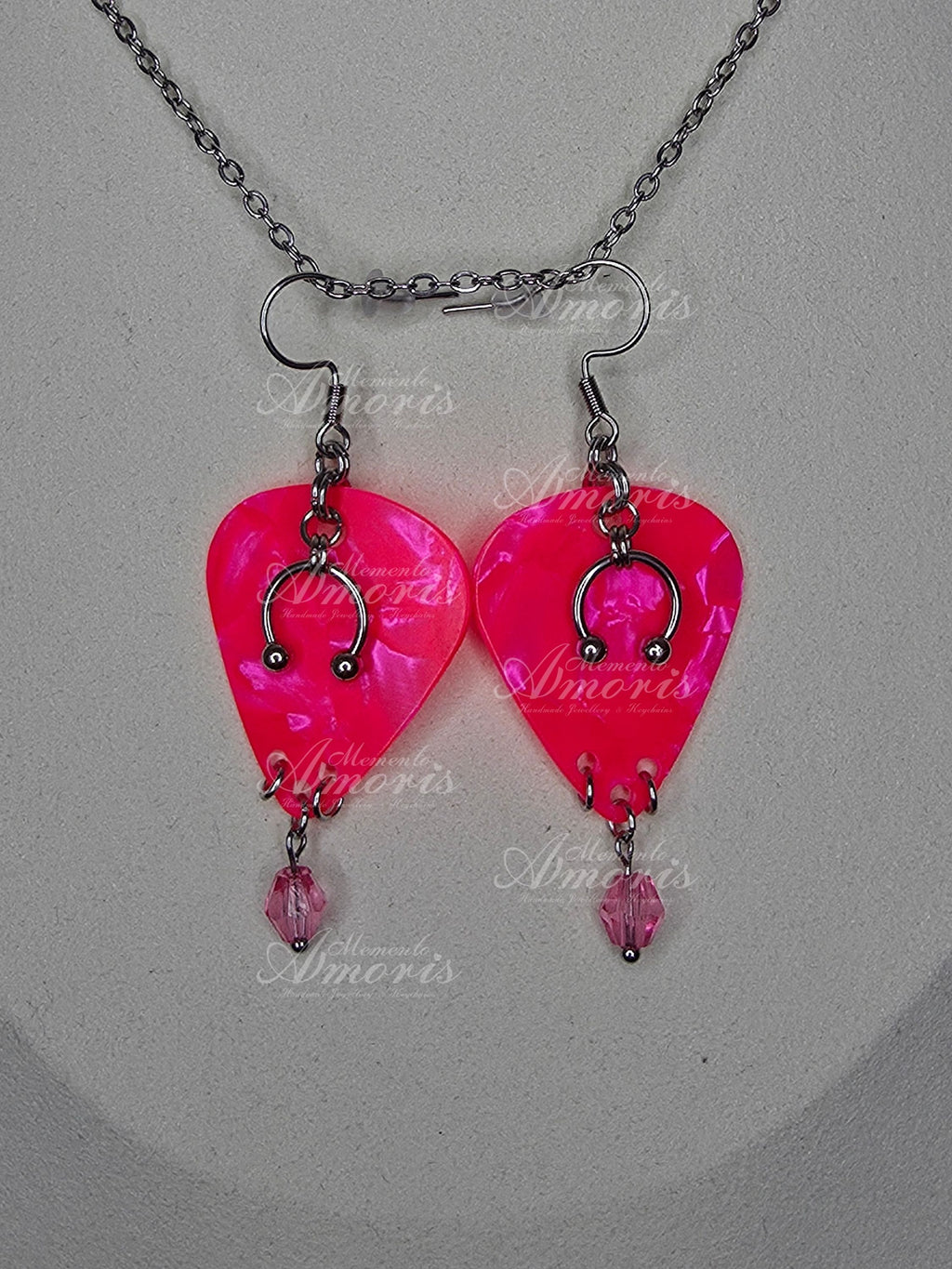 Plectrum Earrings 'Enchanted' in pink, silver