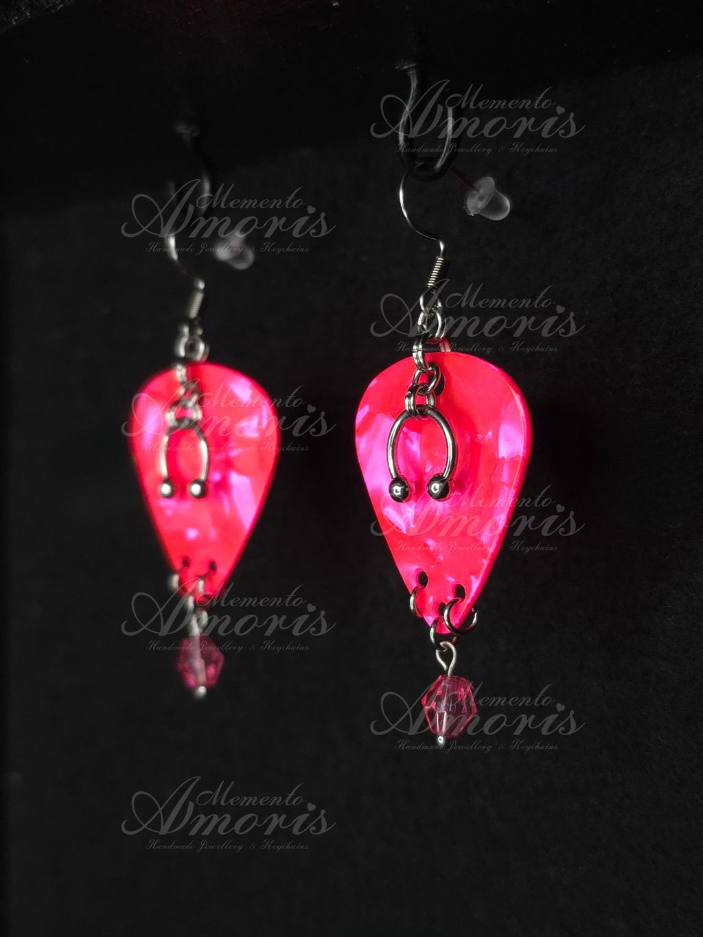 Plectrum Earrings 'Enchanted' in pink, silver
