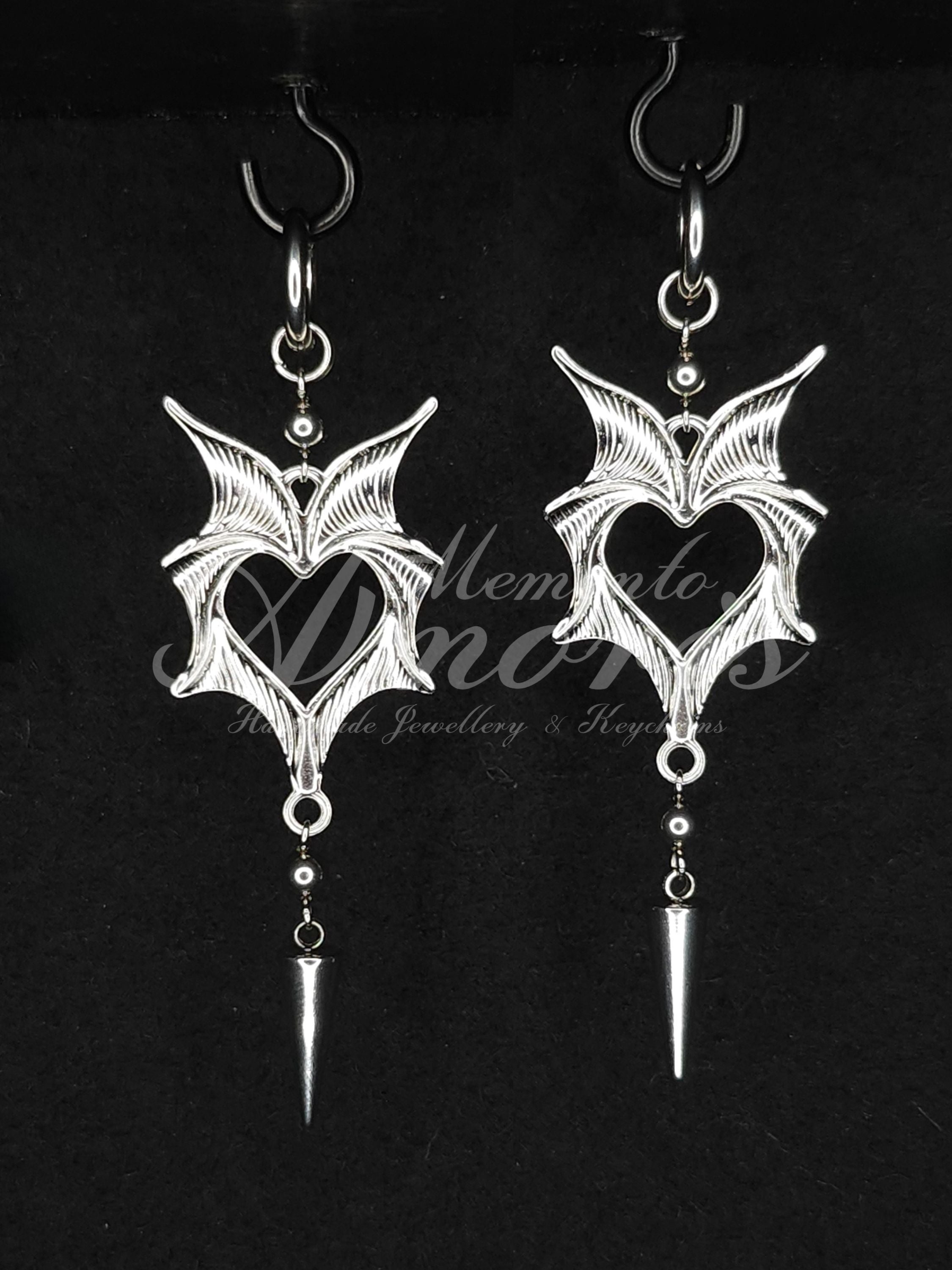 Wicked Heart Earrings in silver