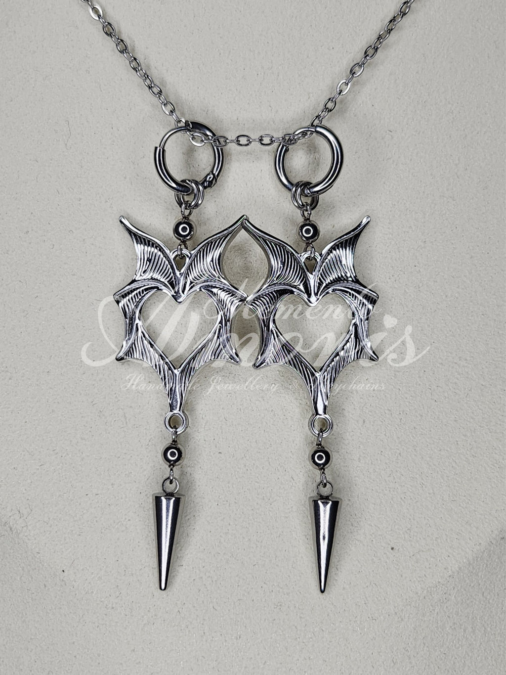 Wicked Heart Earrings in silver