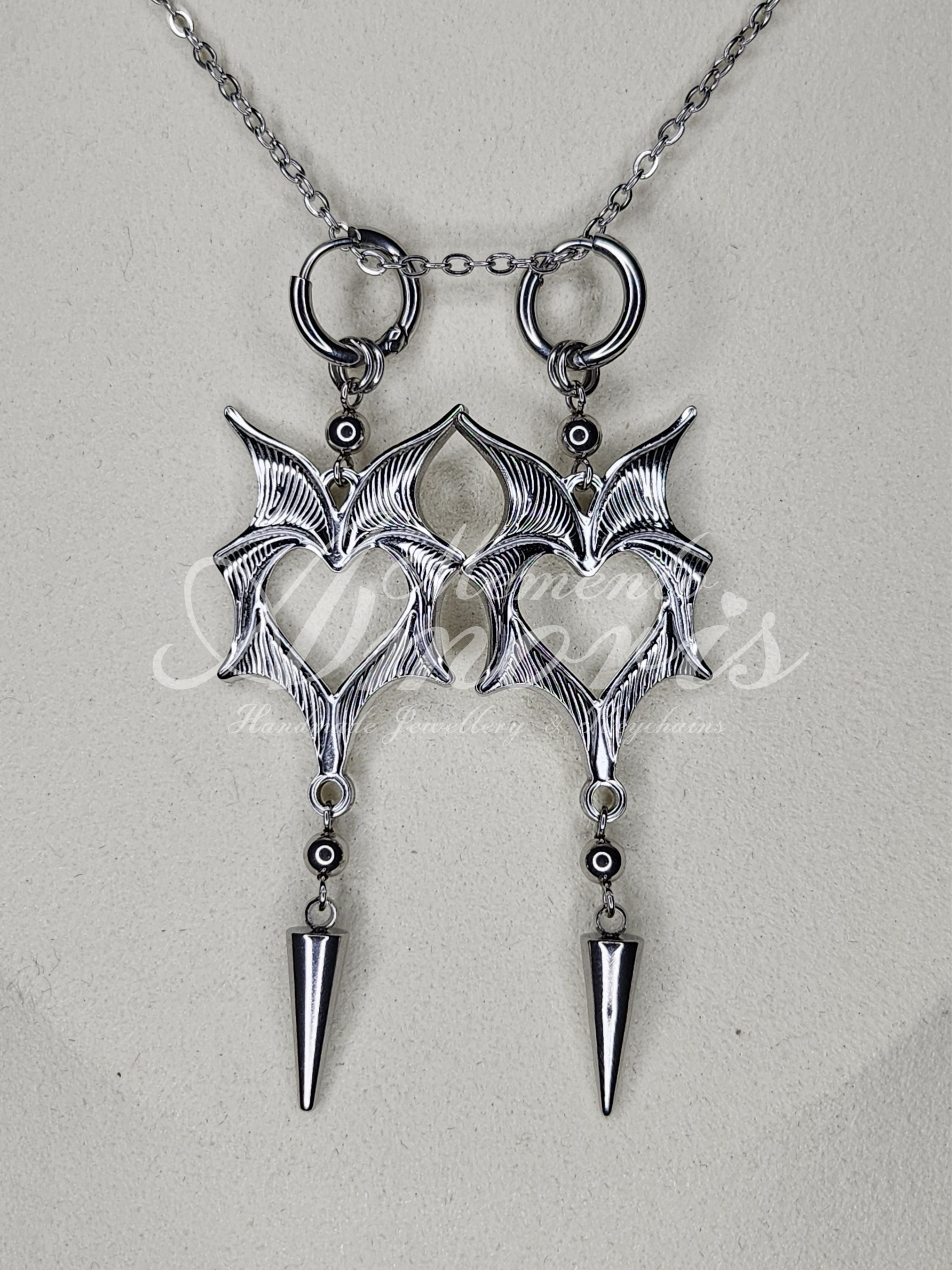 Wicked Heart Earrings in silver