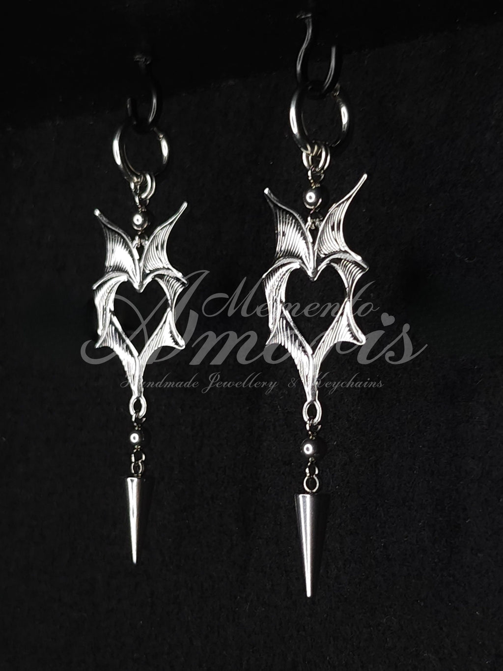 Wicked Heart Earrings in silver