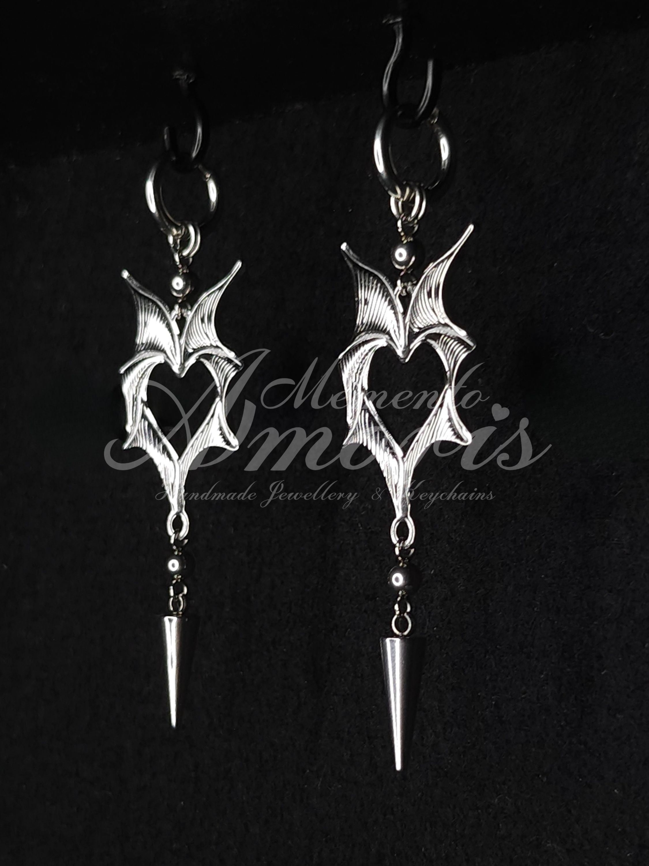 Wicked Heart Earrings in silver