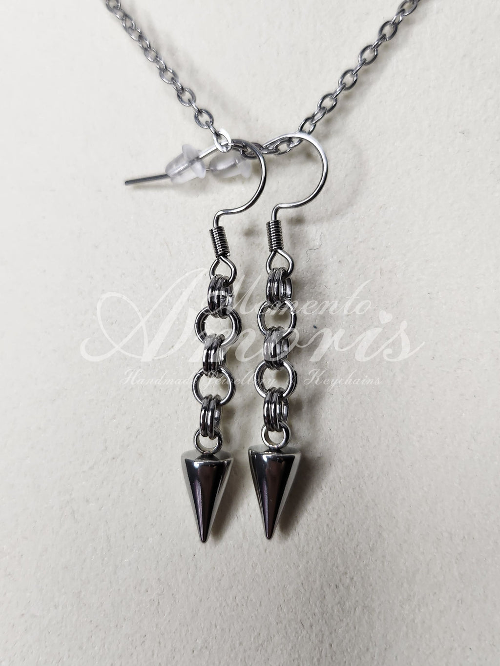Chained Spike Earrings in silver