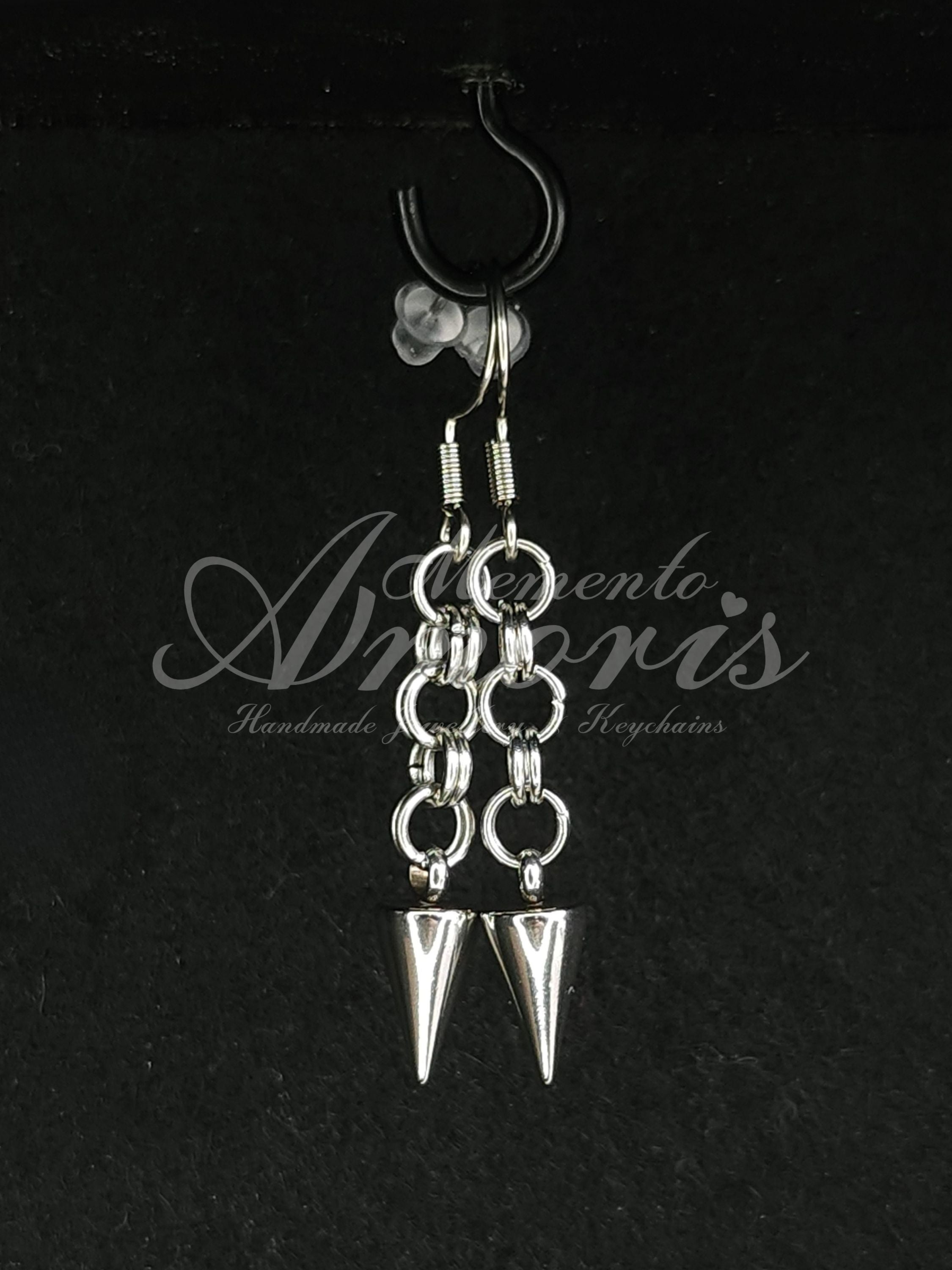 Chained Spike Earrings in silver