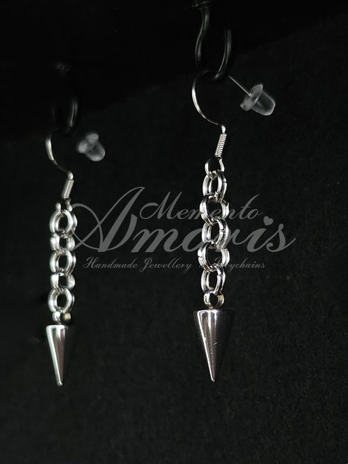 Chained Spike Earrings in silver