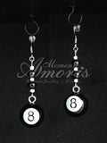 Beaded 8 Ball Earrings in silver