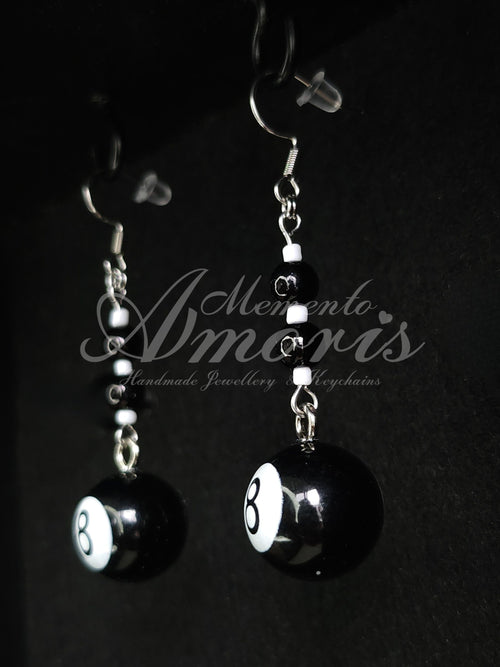 Beaded 8 Ball Earrings in silver