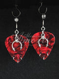 Plectrum Earrings 'Pierced x3' in red, silver