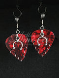 Plectrum Earrings 'Pierced x7' in red, silver