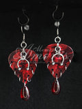 Plectrum Earrings 'Pierced drip' in red, silver