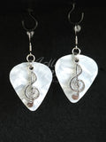 Plectrum Earrings 'Music Clef' in white, silver