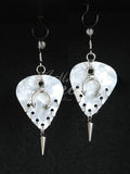 Plectrum Earrings 'Pierced and spiked' in white, silver