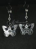 Beaded Butterfly Earrings in silver