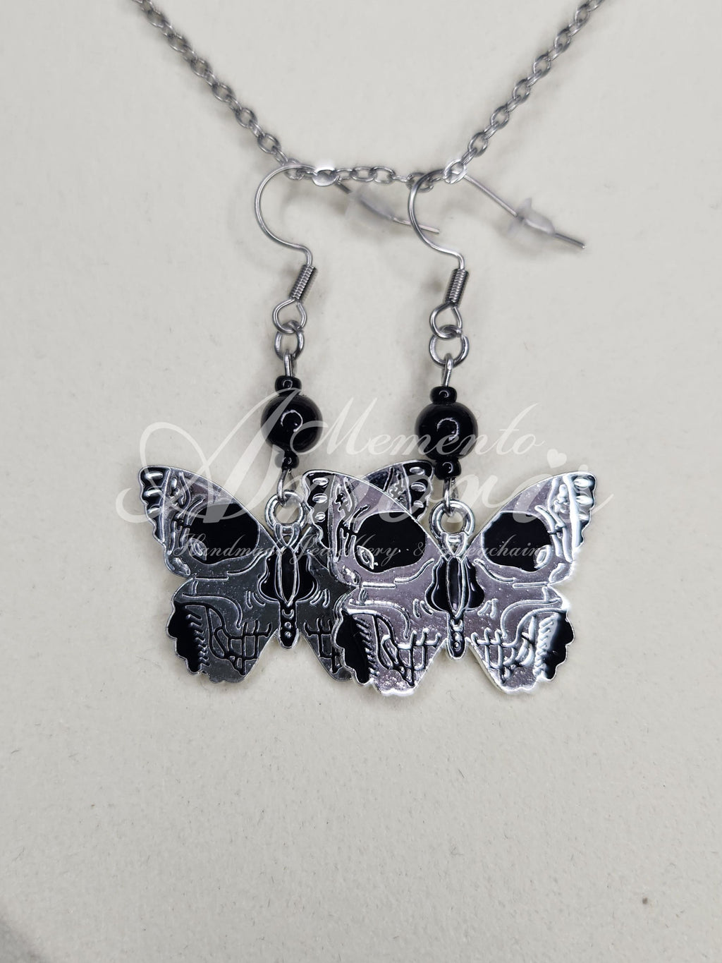 Beaded Butterfly Earrings in silver