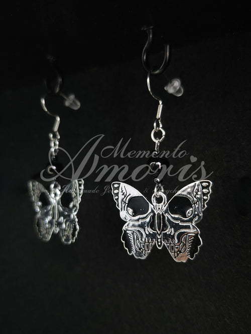Beaded Butterfly Earrings in silver