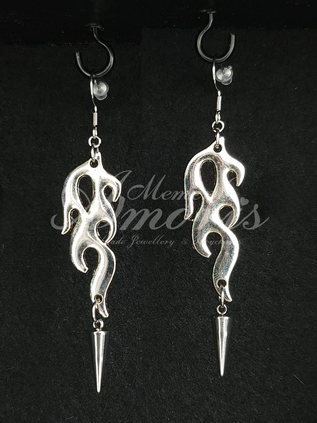 Spiked Flame Earrings in silver