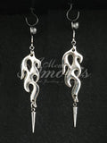 Spiked Flame Earrings in silver