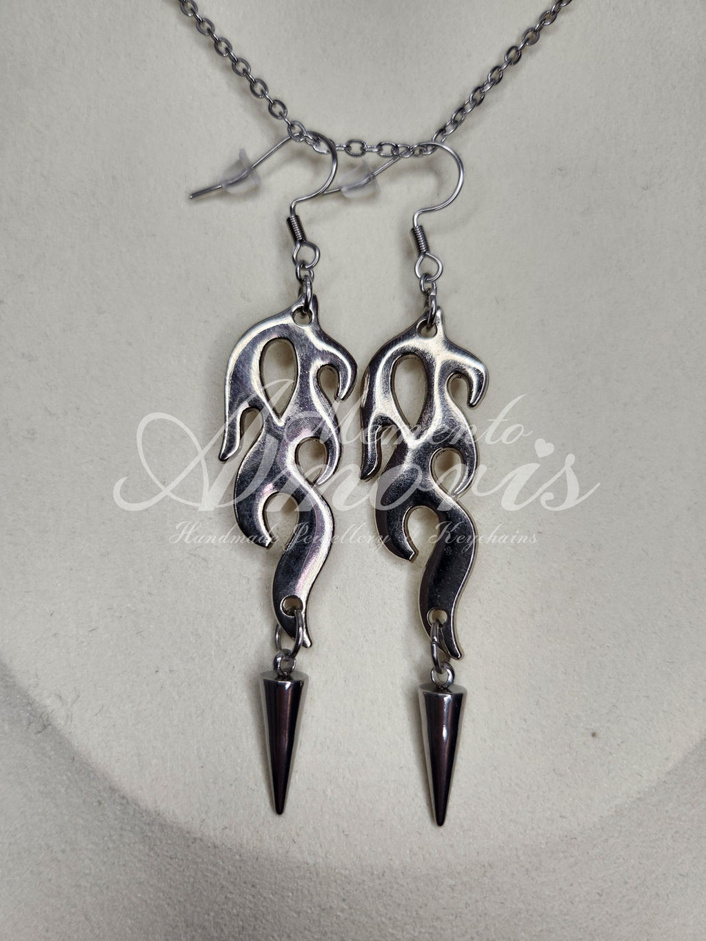 Spiked Flame Earrings in silver