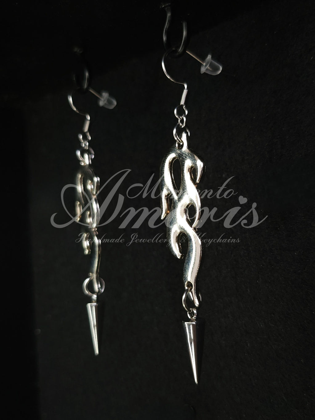 Spiked Flame Earrings in silver