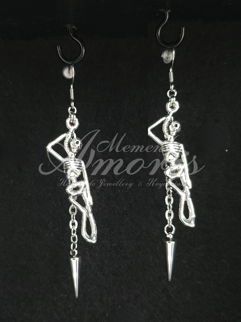 Spiked Hangman Earrings in silver