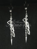 Spiked Hangman Earrings in silver