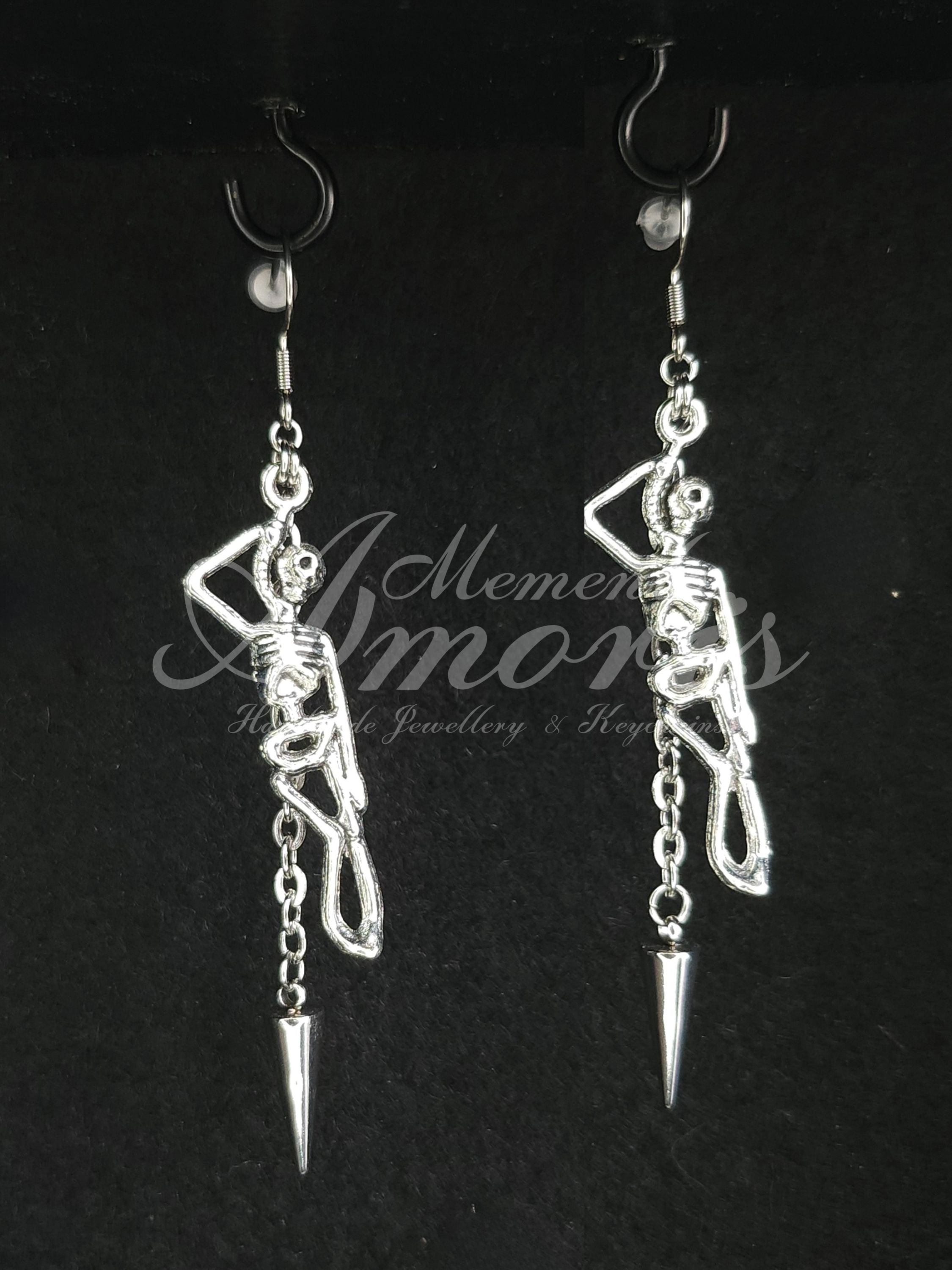 Spiked Hangman Earrings in silver