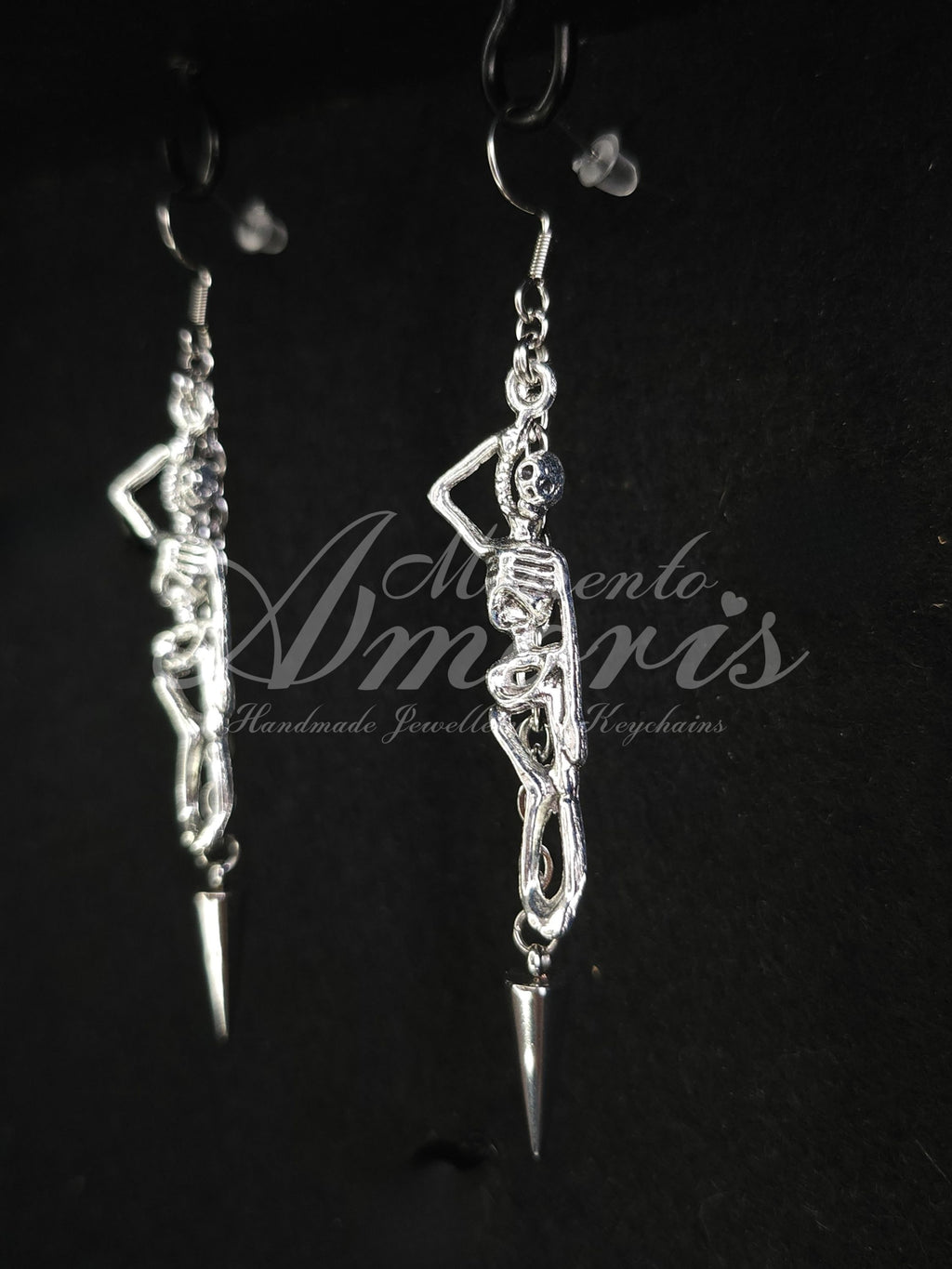 Spiked Hangman Earrings in silver