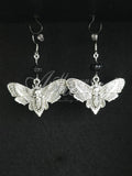 Beaded Moth Earrings in silver