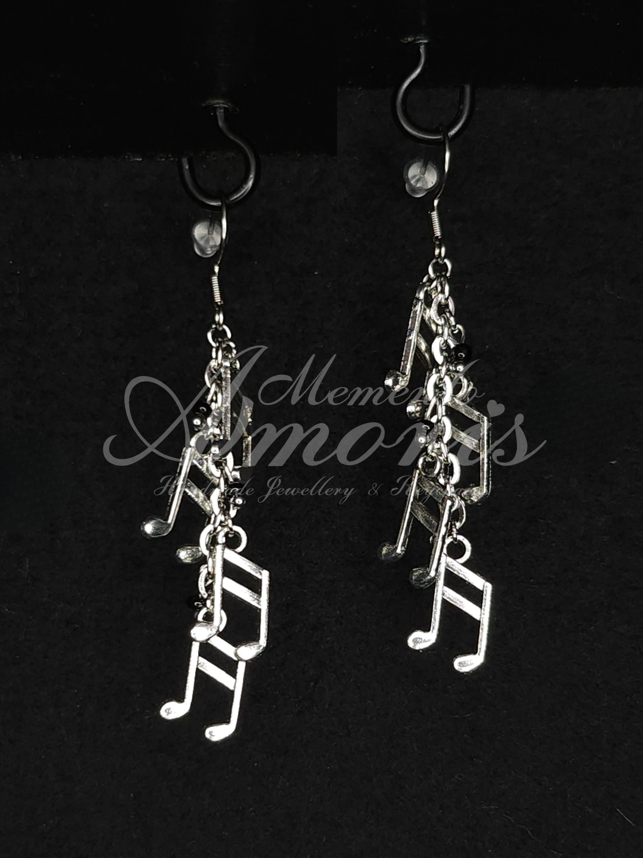 Music Note Earrings in silver