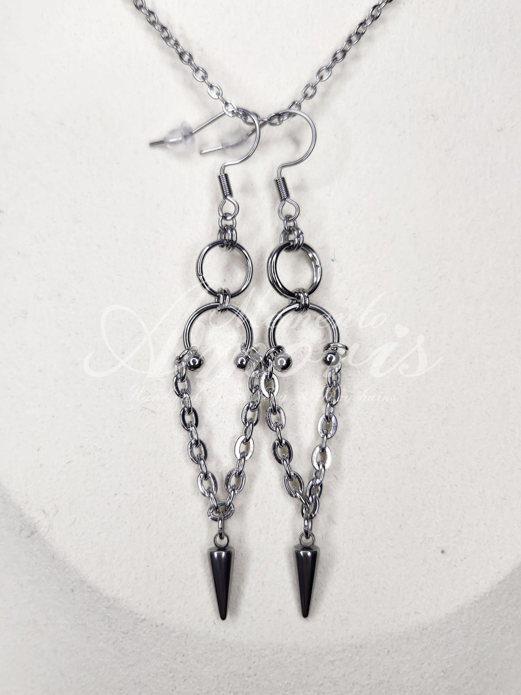 Chained Spike Septum Earrings in silver