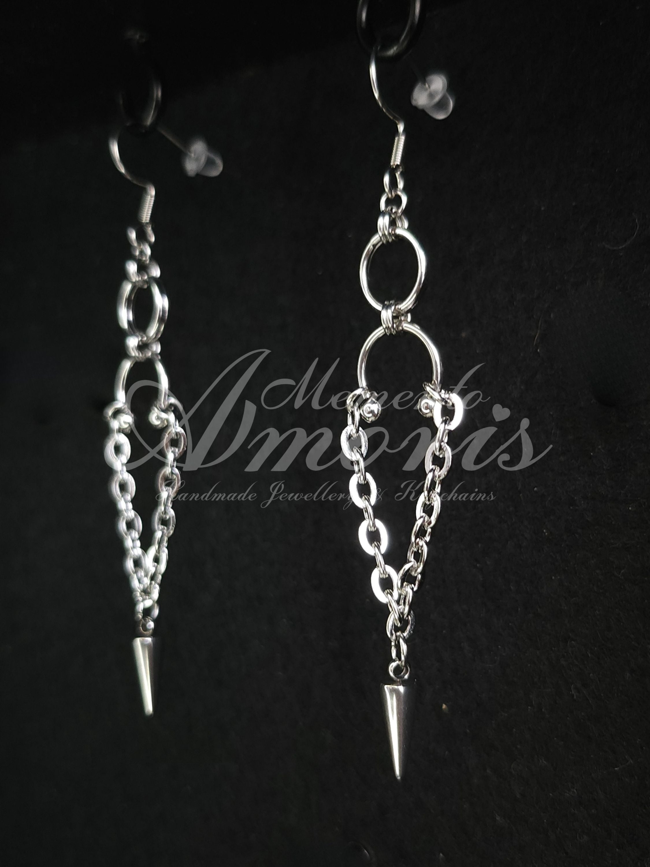 Chained Spike Septum Earrings in silver