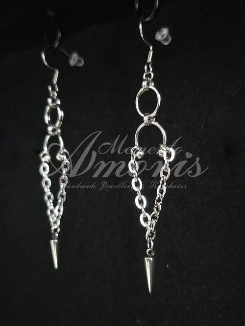 Chained Spike Septum Earrings in silver