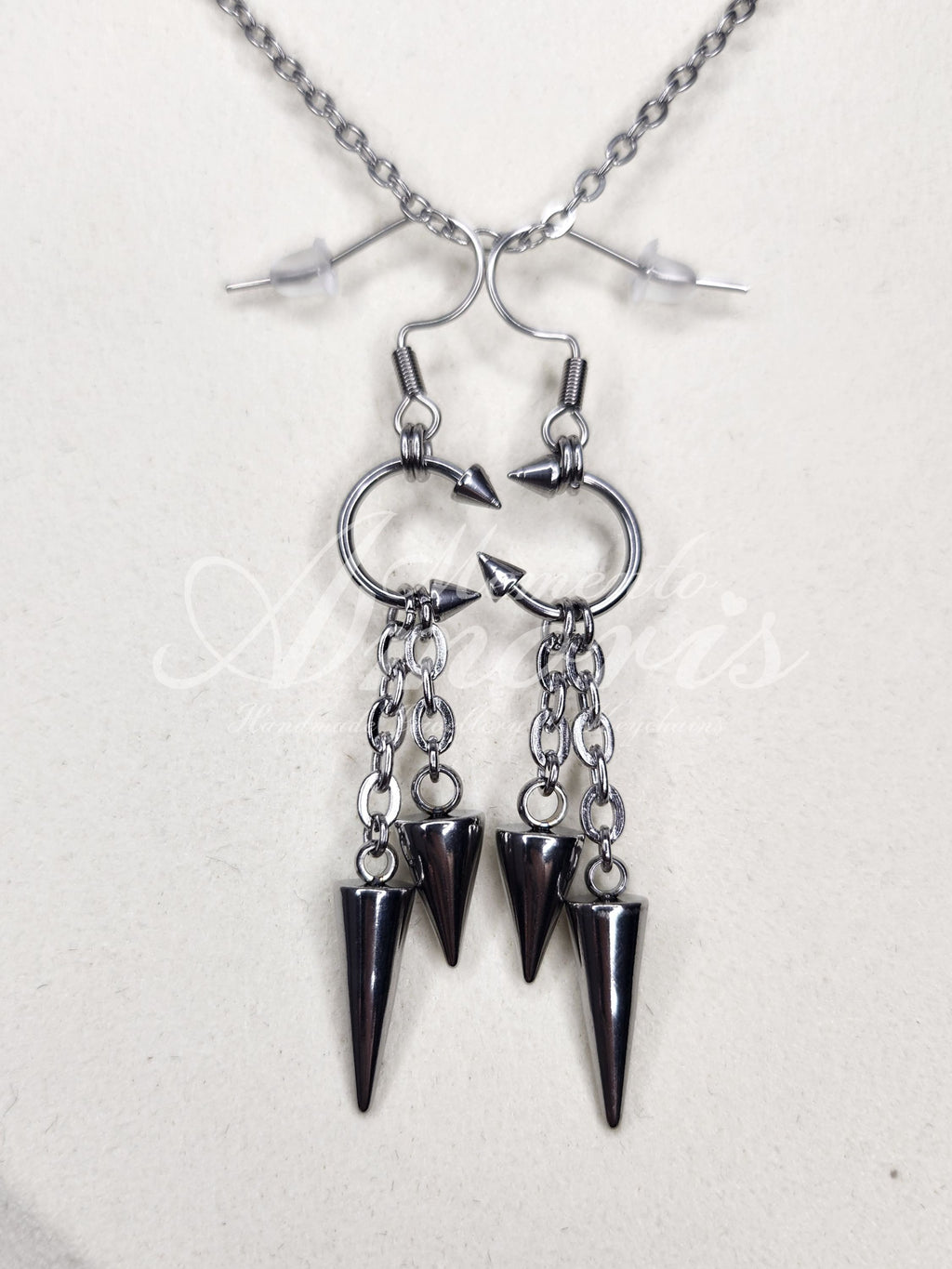 Double Spiked Septum Earrings in silver