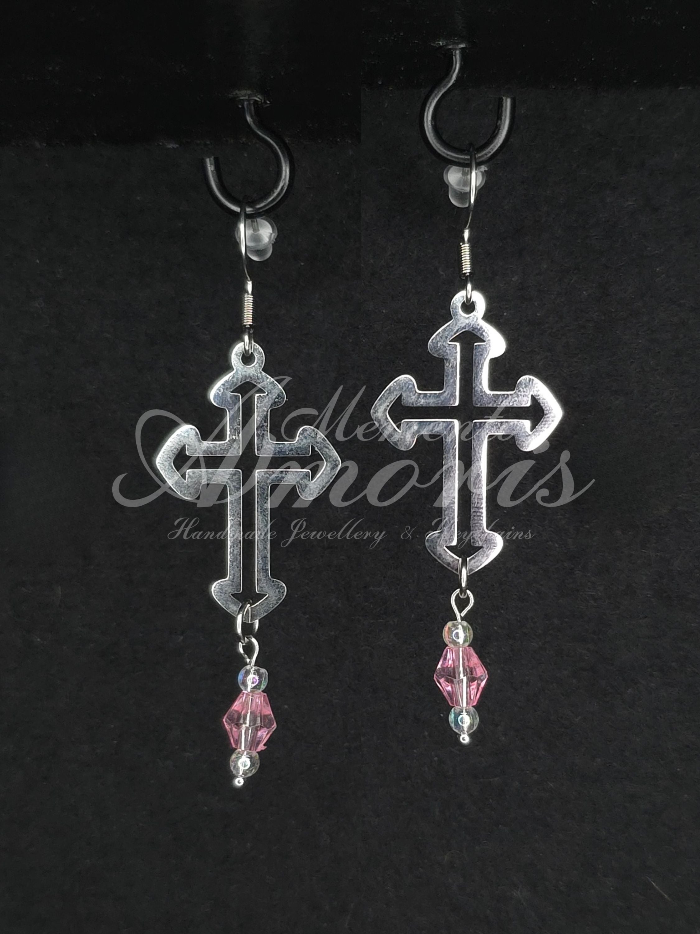 Princess Cross Earrings in silver