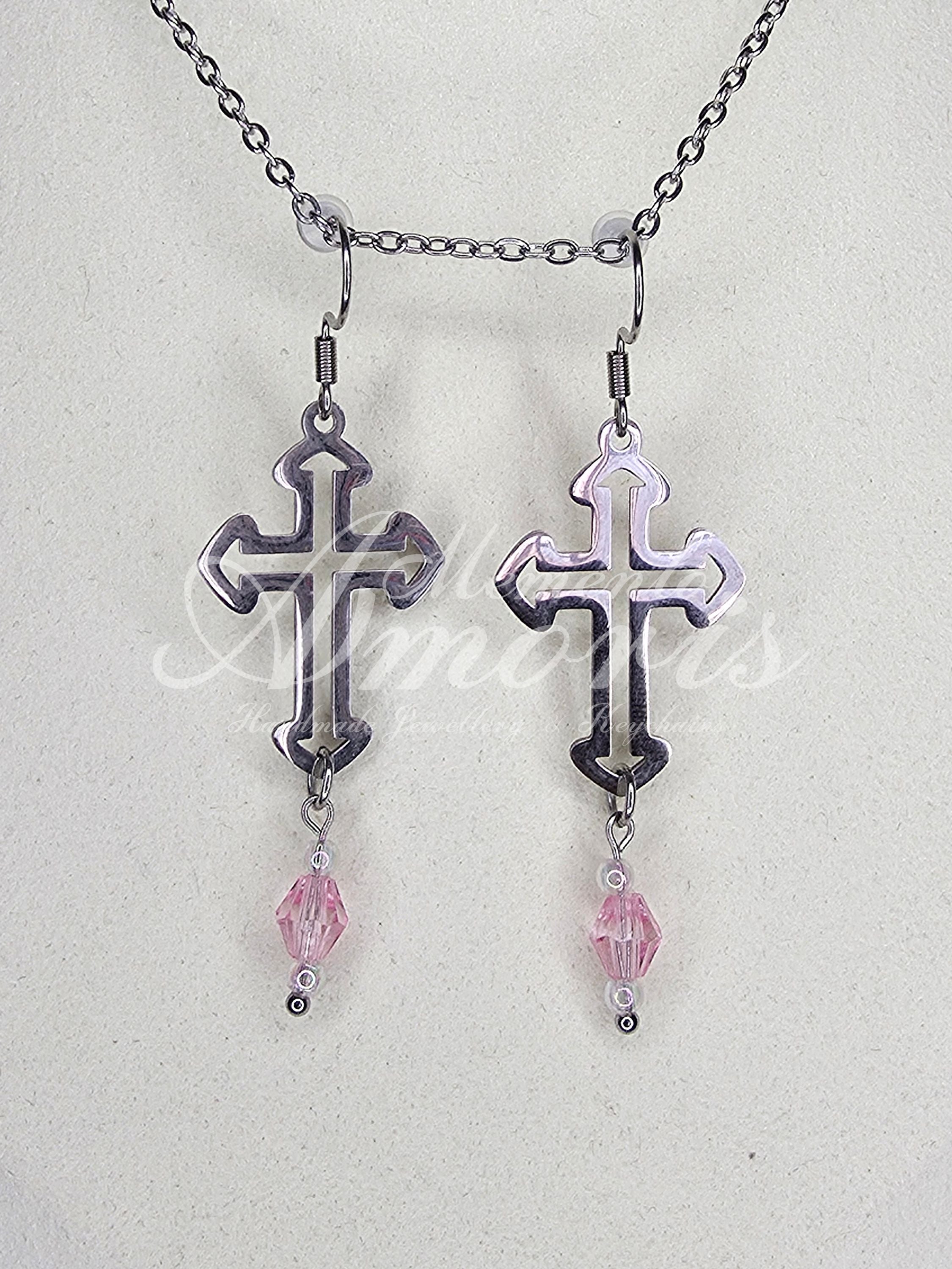 Princess Cross Earrings in silver